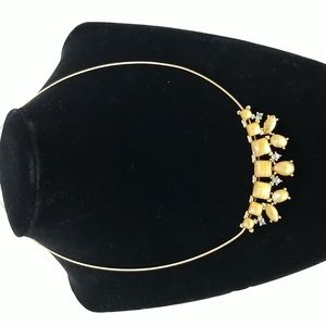 VTG Faceted Yellow Crystal with Rhinestones Gold Tone SAQ 21" Wire Necklace Avon